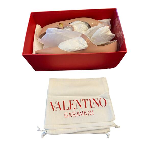 Valentino Garavani Patent Leather Pointed Toe Ballet Flats Ballerina IVORY 7/37 - Picture 11 of 13